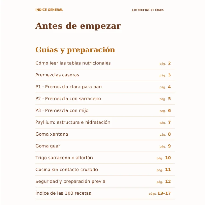 Índice del recetario, parte 1