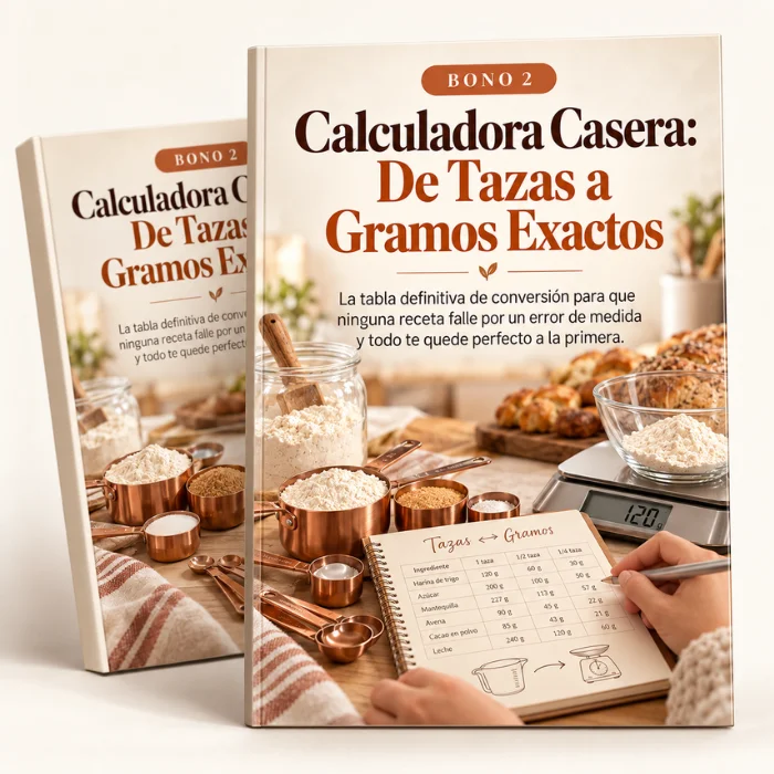 Mockup del Bono 2: Calculadora casera: de tazas a gramos exactos